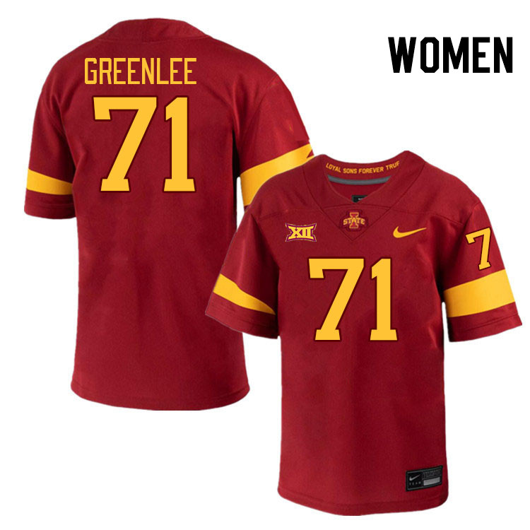 Women #71 Gabe Greenlee Iowa State Cyclones College Football Jerseys Stitched-Cardinal